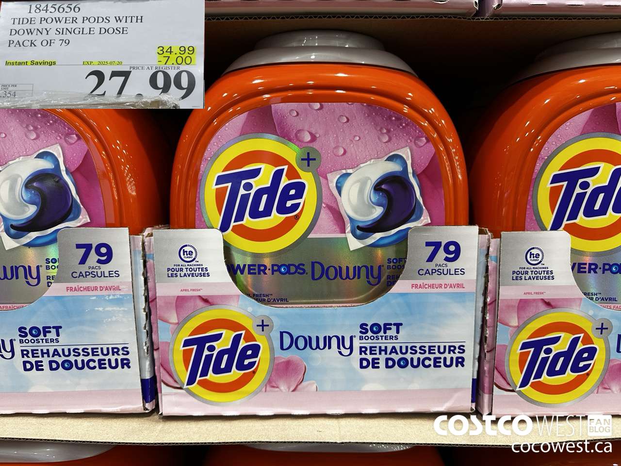 1845656 TIDE POWER PODS WITH DOWNY SINGLE DOSE PACK OF 79 ($7.00 INSTANT SAVINGS EXPIRES ON 2025-07-20) $27.99