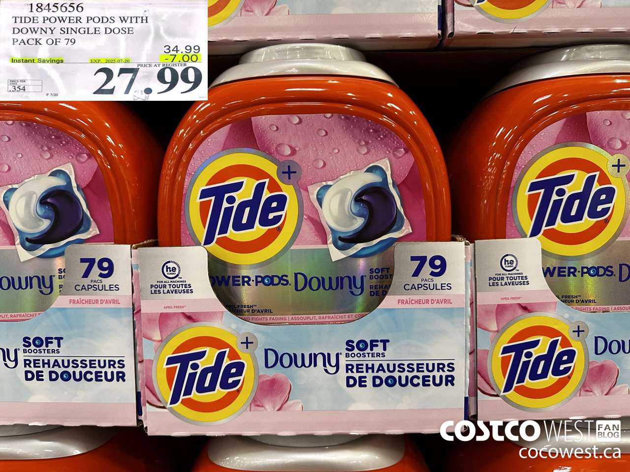 1845656 TIDE POWER PODS WITH DOWNY SINGLE DOSE PACK OF 79 ($7.00 INSTANT SAVINGS EXPIRES ON 2025-07-20) $27.99