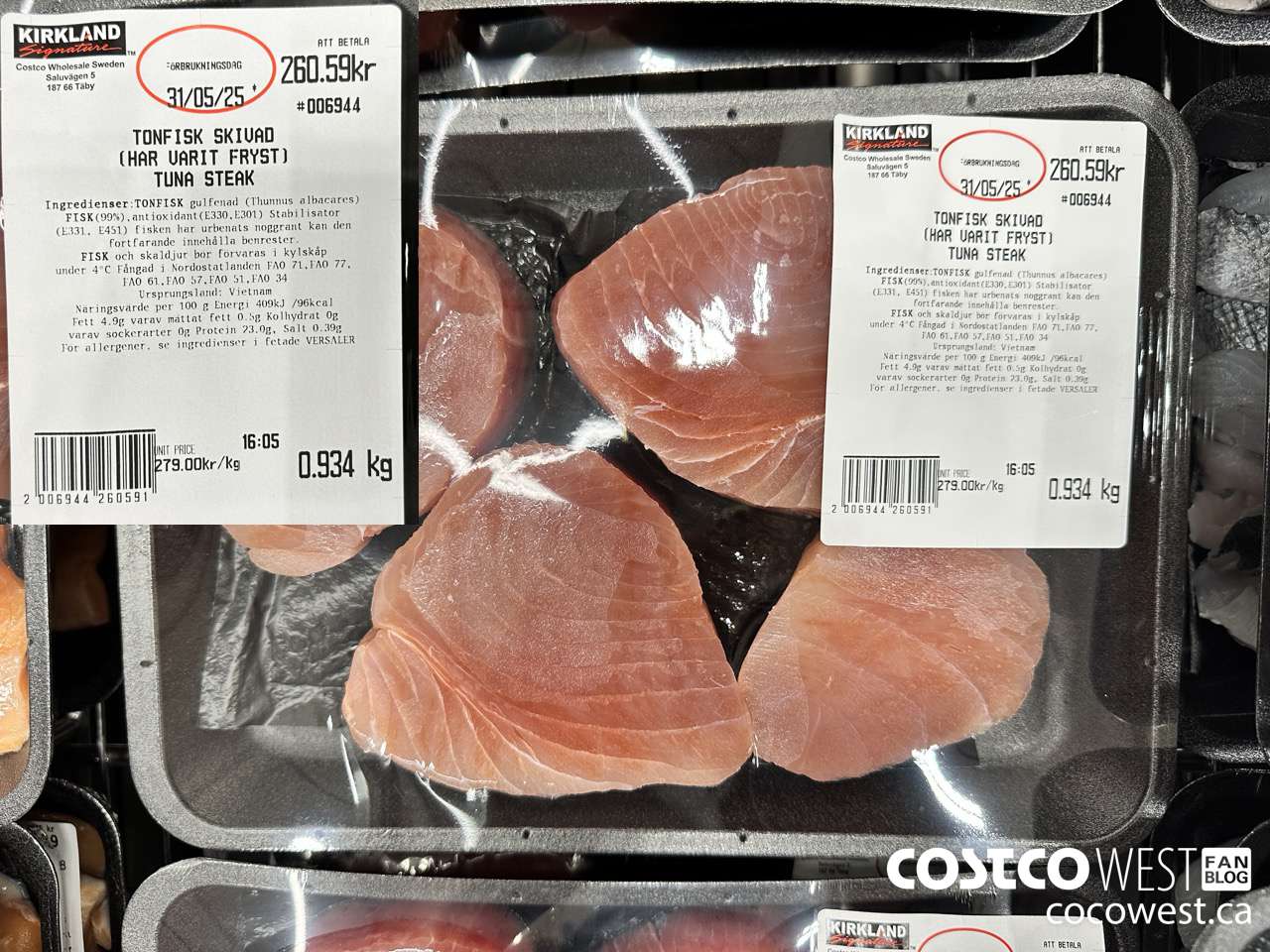 006944 TONFISK SKIVAD (HAR VARIT FRYST) TUNA STEAK $279.00