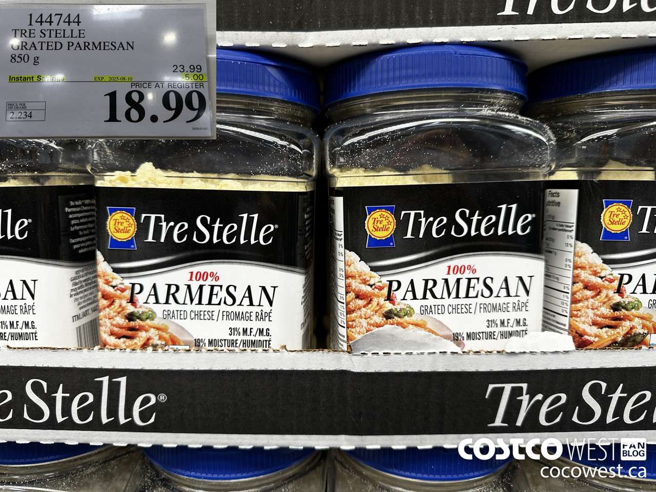 144744 TRE STELLE GRATED PARMESAN 850 g ($5.00 INSTANT SAVINGS EXPIRES ON 2025-08-10) $18.99