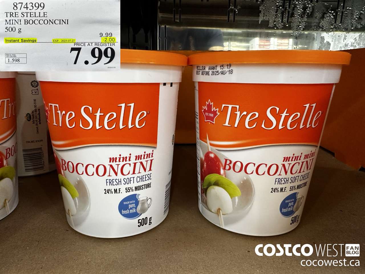 874399 TRE STELLE MINI BOCCONCINI 500 G ($2.00 INSTANT SAVINGS EXPIRES ON 2025-07-27) $7.99