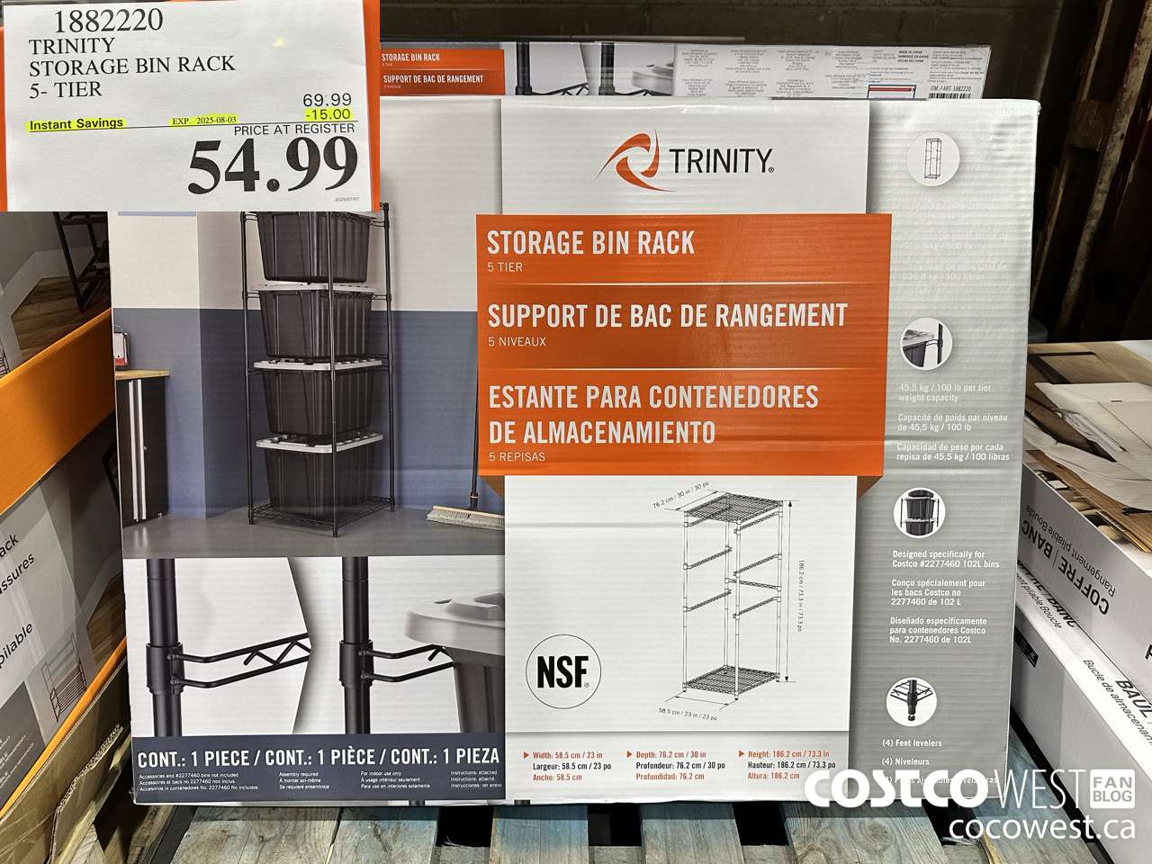 1882220 TRINITY STORAGE BIN RACK 5-TIER ($15.00 INSTANT SAVINGS EXPIRES ON 2025-08-03) $54.99