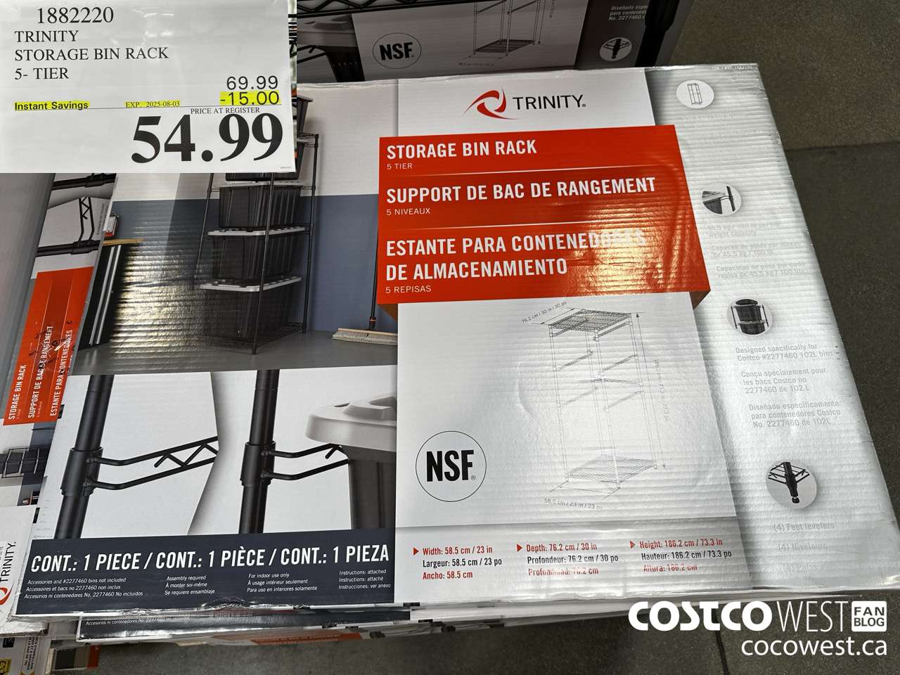 1882220 TRINITY STORAGE BIN RACK 5-TIER ($15.00 INSTANT SAVINGS EXPIRES ON 2025-08-03) $54.99