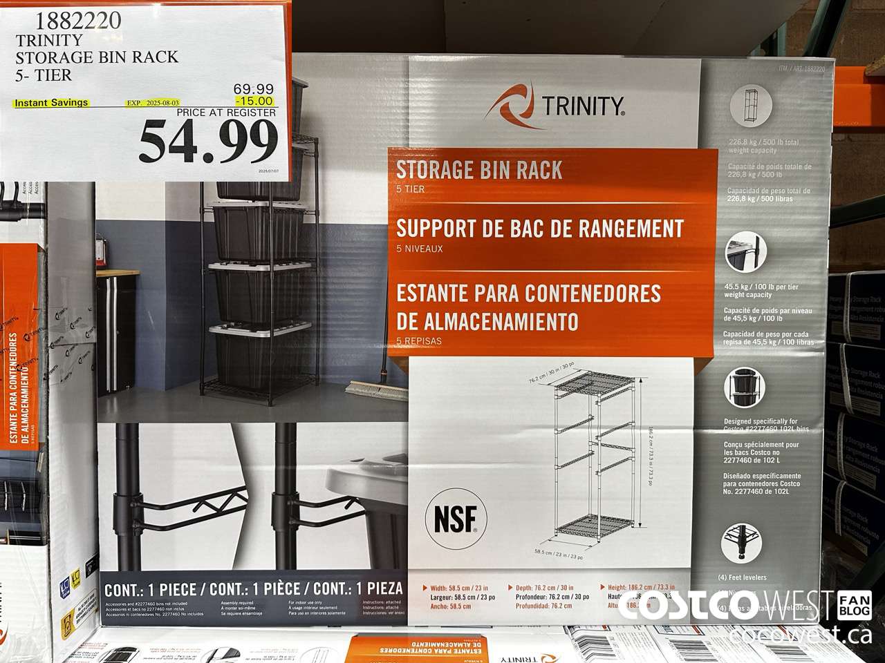 1882220 TRINITY STORAGE BIN RACK 5-TIER ($15.00 INSTANT SAVINGS EXPIRES ON 2025-08-03) $54.99