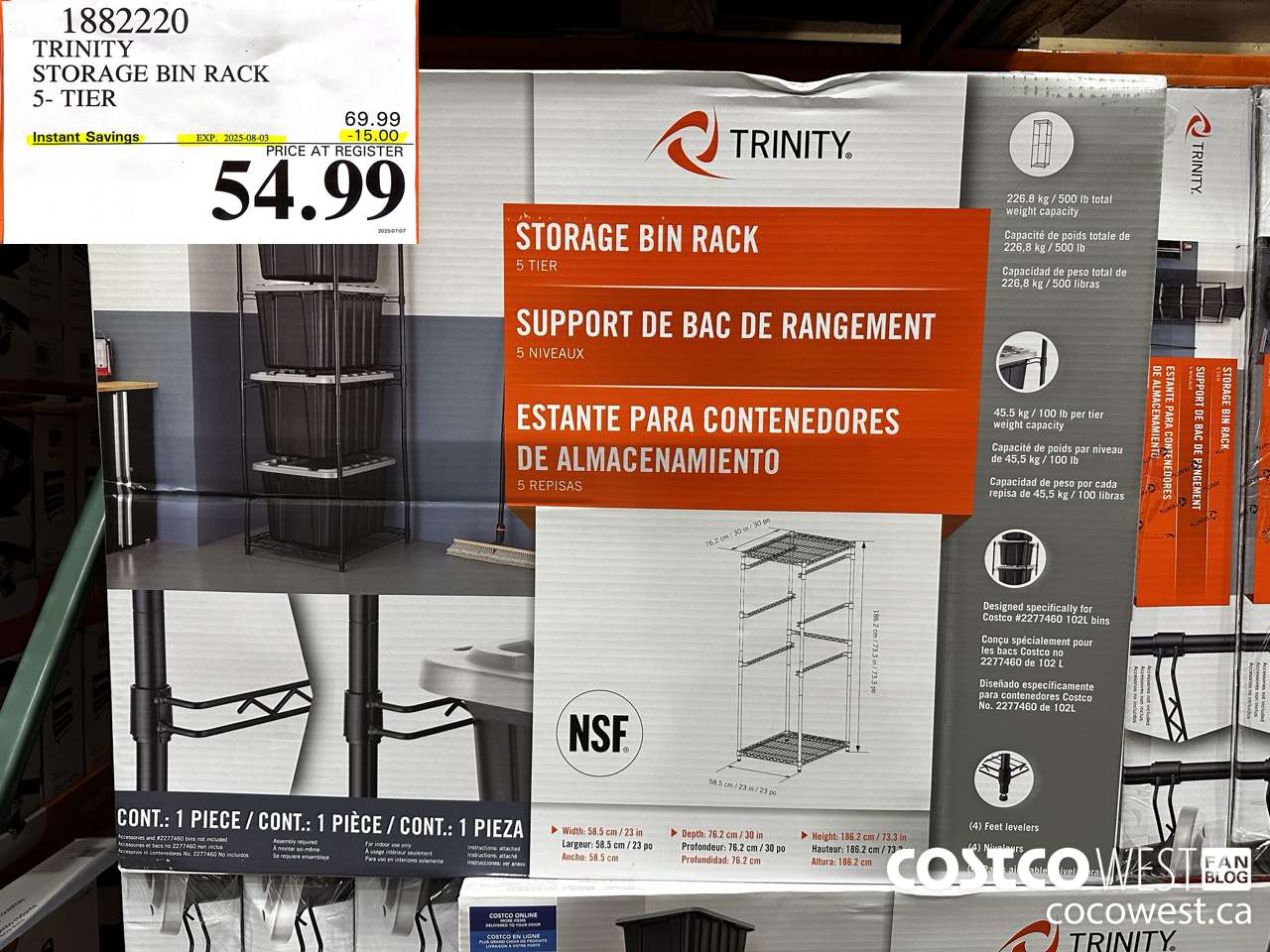 1882220 TRINITY STORAGE BIN RACK 5-TIER ($15.00 INSTANT SAVINGS EXPIRES ON 2025-08-03) $54.99