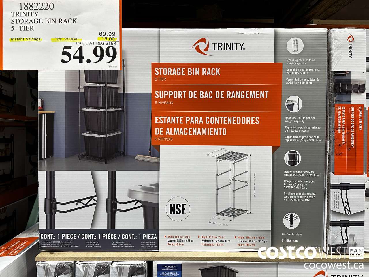 1882220 TRINITY STORAGE BIN RACK 5-TIER ($15.00 INSTANT SAVINGS EXPIRES ON 2025-08-03) $54.99