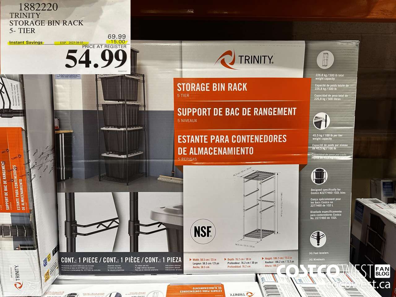 1882220 TRINITY STORAGE BIN RACK 5-TIER ($15.00 INSTANT SAVINGS EXPIRES ON 2025-08-03) $54.99