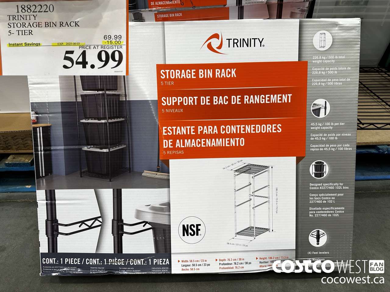 1882220 TRINITY STORAGE BIN RACK 5-TIER ($15.00 INSTANT SAVINGS EXPIRES ON 2025-08-03) $54.99