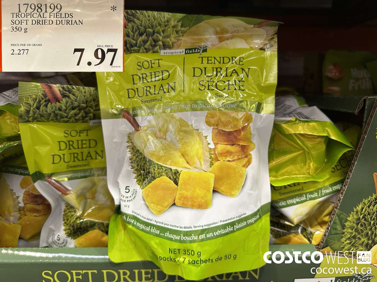 1798199 TROPICAL FIELDS SOFT DRIED DURIAN 350G $7.97