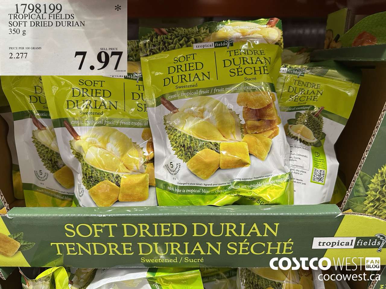 1798199 TROPICAL FIELDS SOFT DRIED DURIAN 350G $7.97