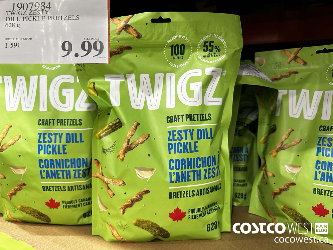 1907984 TWIGZ ZESTY DILL PICKLE PRETZELS 628G $9.99
