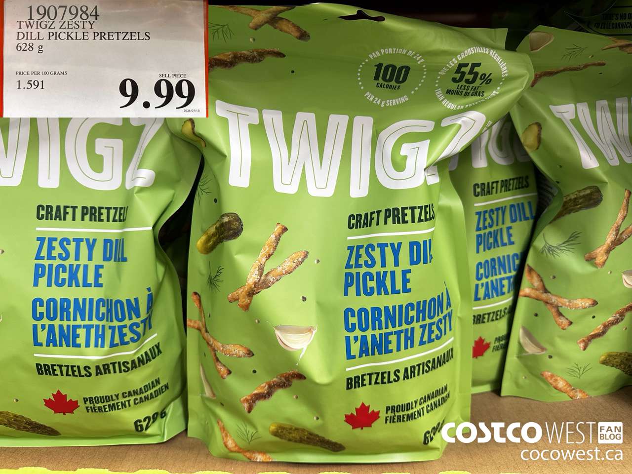 1907984 TWIGZ ZESTY DILL PICKLE PRETZELS 628G $9.99