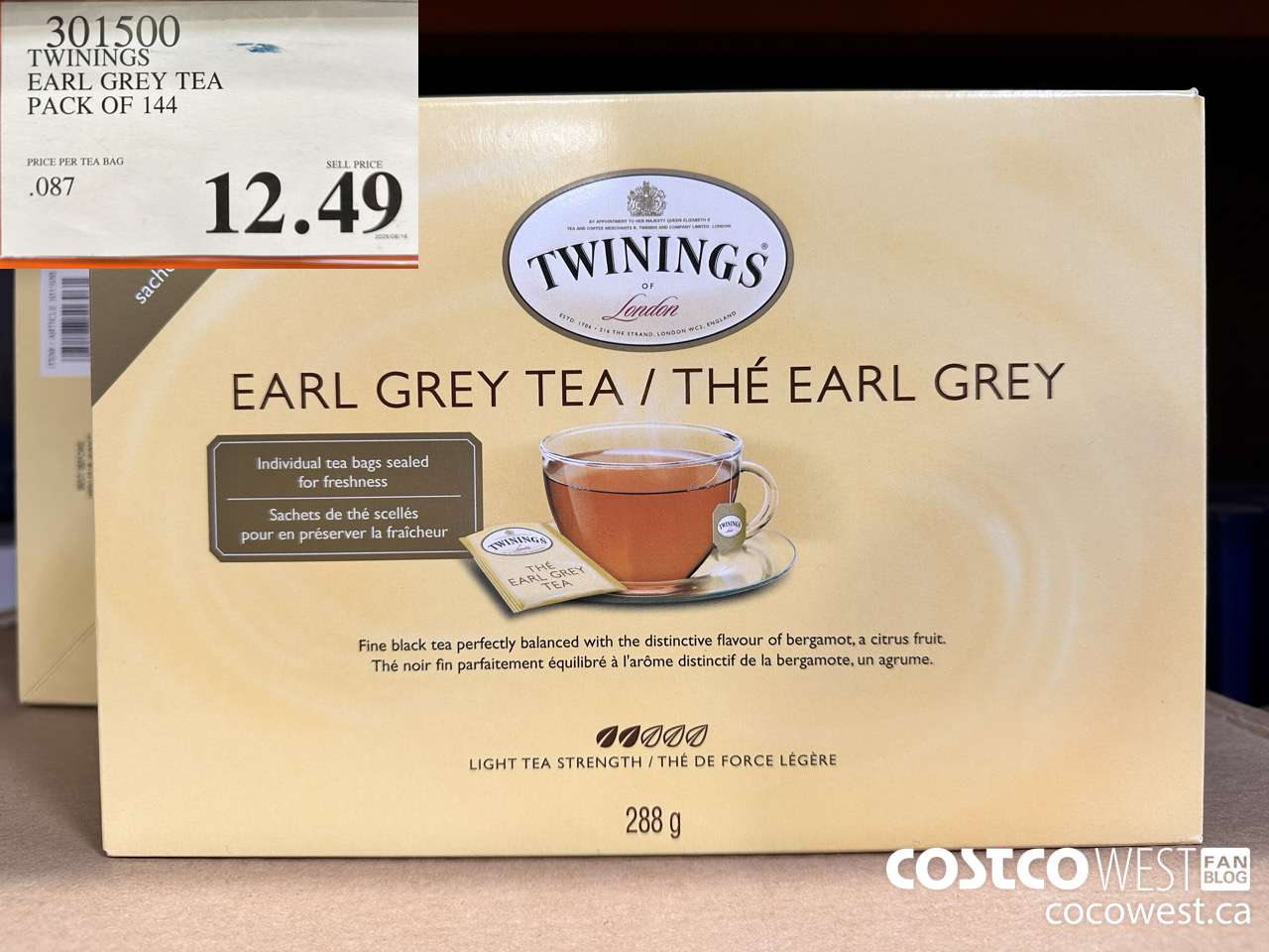 301500 TWININGS EARL GREY TEA 144 COUNT $12.49
