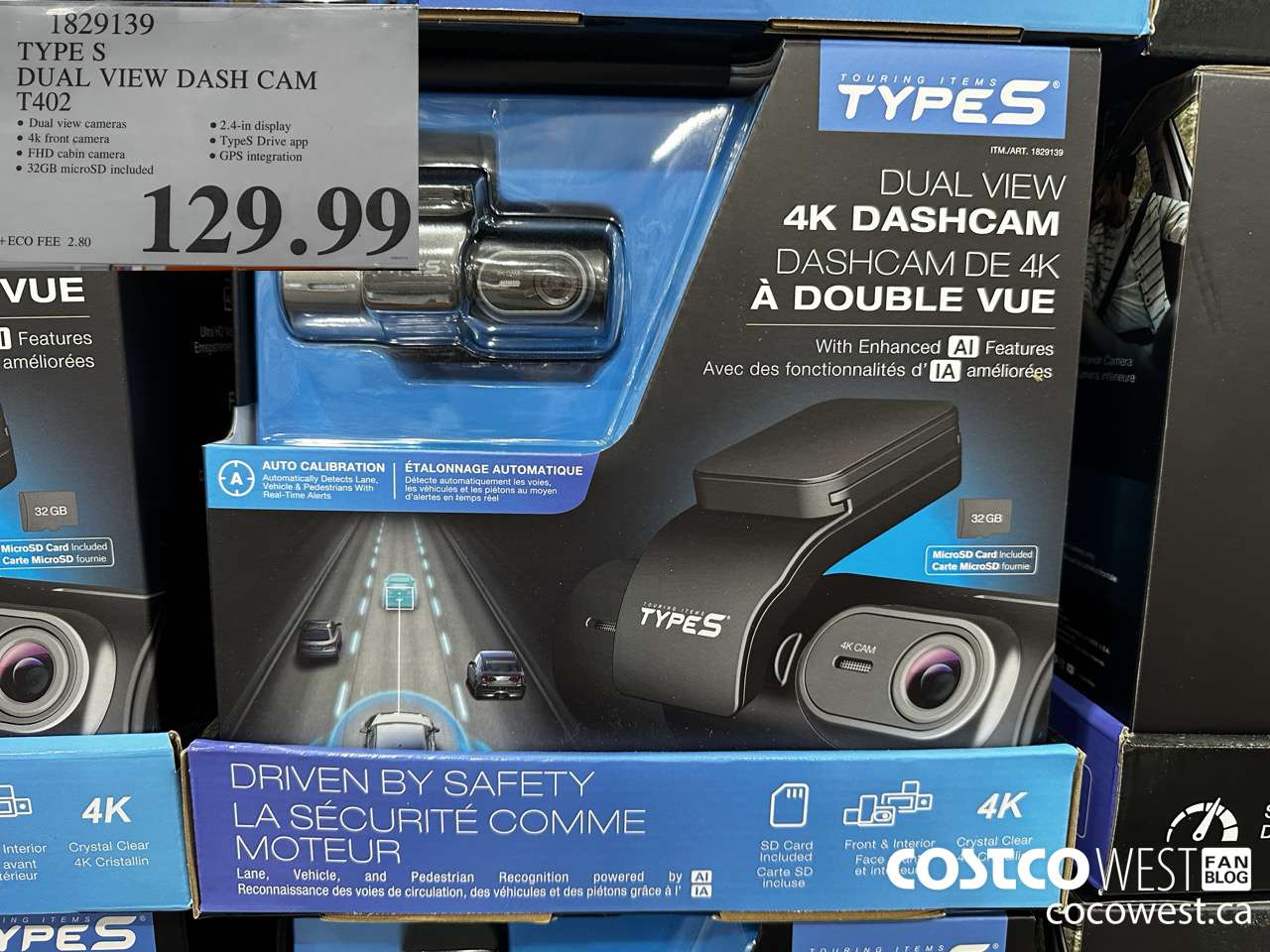 1829139 TYPE S DUAL VIEW DASH CAM T402 $129.99