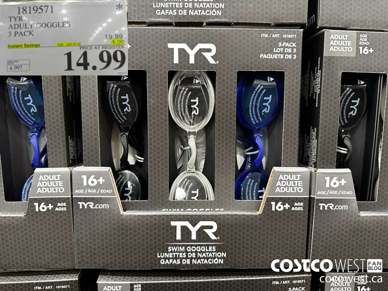 1819571 TYR ADULT GOGGLES 3 PACK ($5.00 INSTANT SAVINGS EXPIRES ON 2025-07-20) $14.99