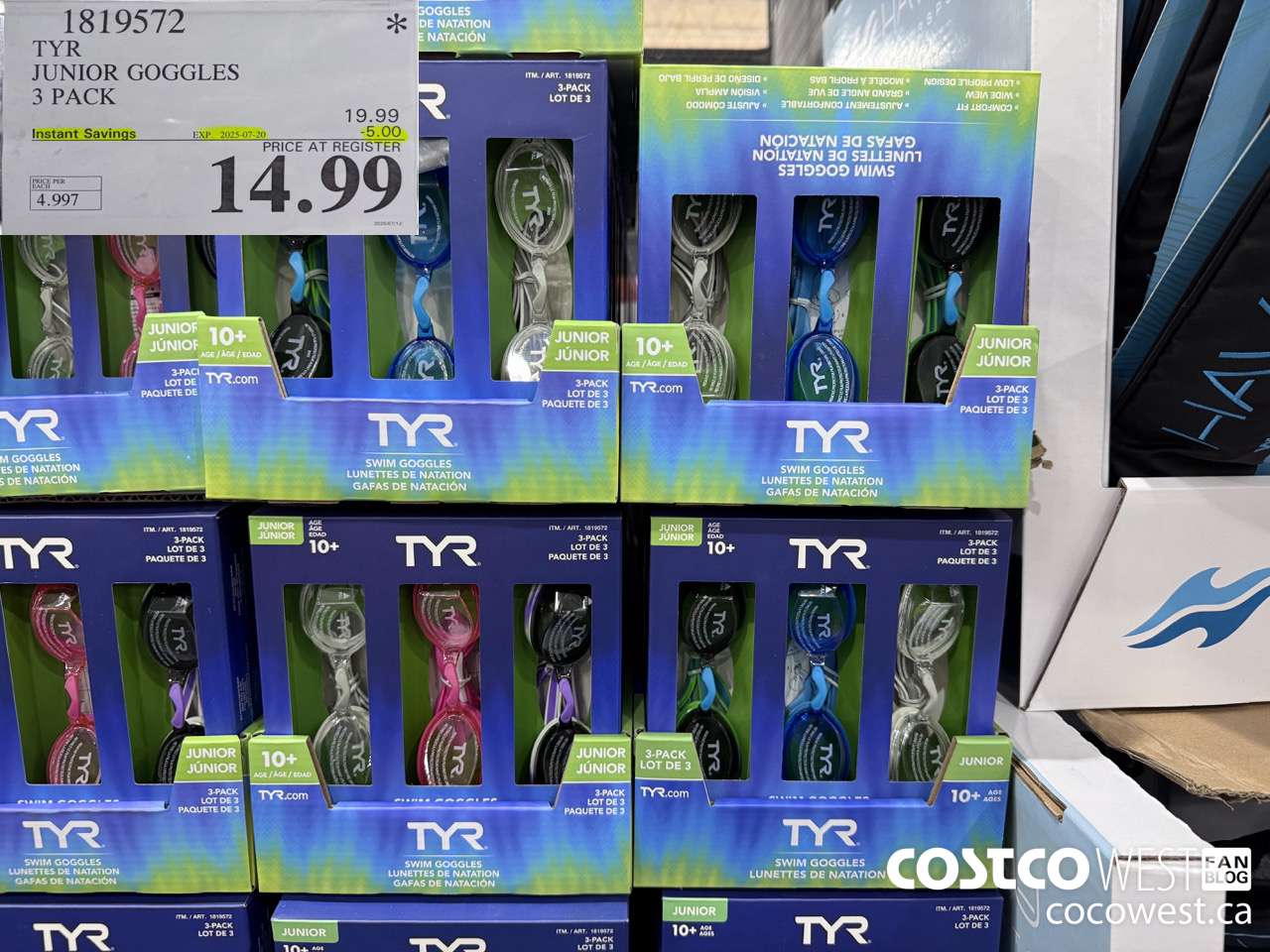 1819572 TYR JUNIOR GOGGLES 3 PACK ($5.00 INSTANT SAVINGS EXPIRES ON 2025-07-20) $14.99