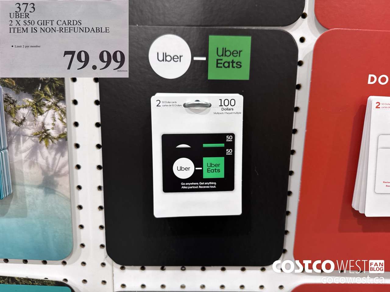 373 UBER 2 X $50 GIFT CARDS ITEM IS NON-REFUNDABLE $79.99