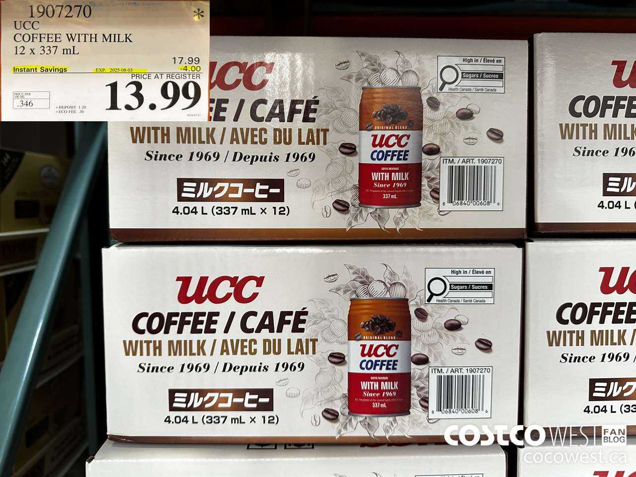 1907270 UCC COFFEE WITH MILK 12 X 337L ($4.00 INSTANT SAVINGS EXPIRES ON 2025-08-03) $13.99