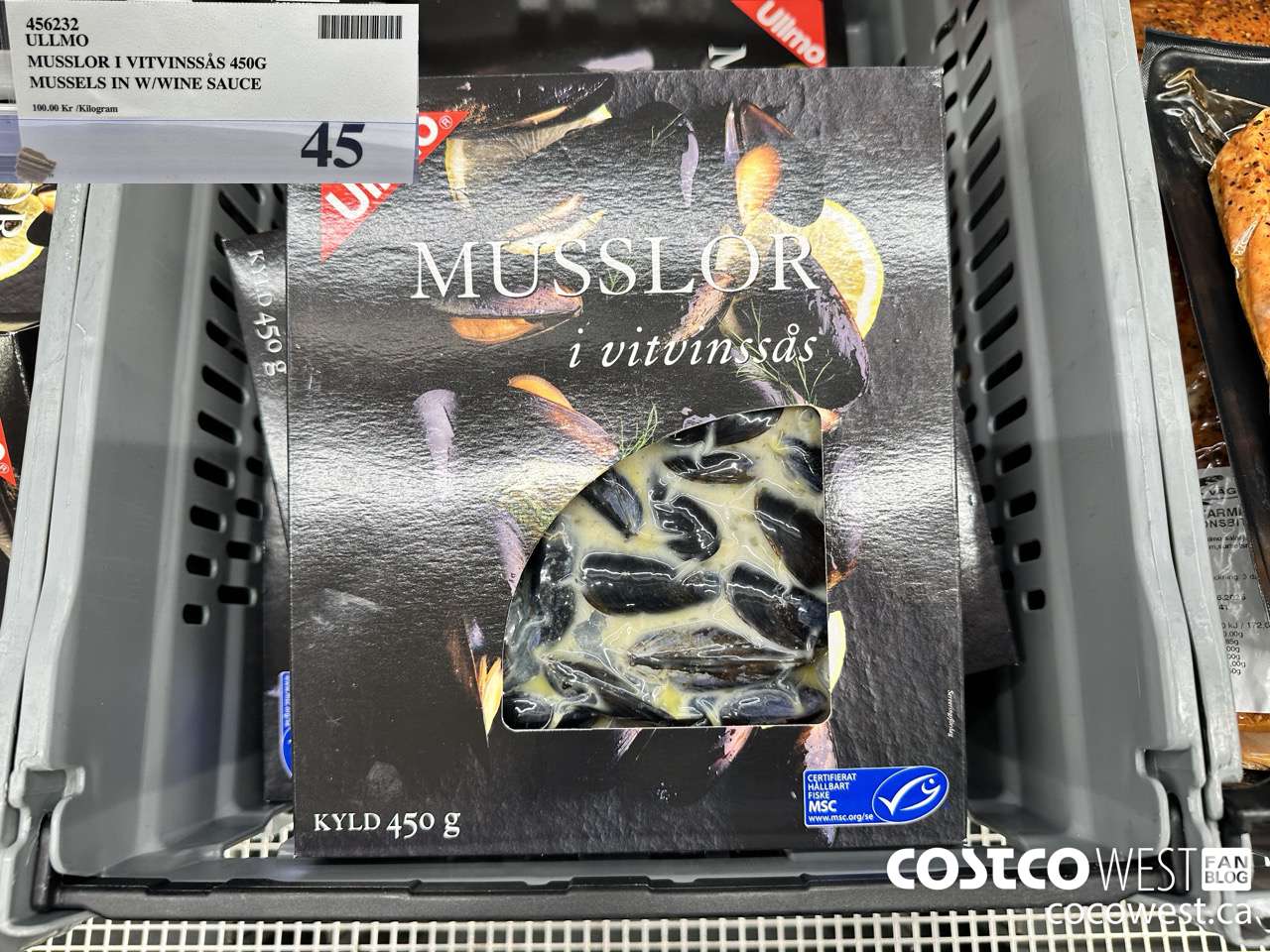 456232 ULLMO MUSSLOR I VITVINNSAS 450G MUSSELS IN W/WINE SAUCE $45.00