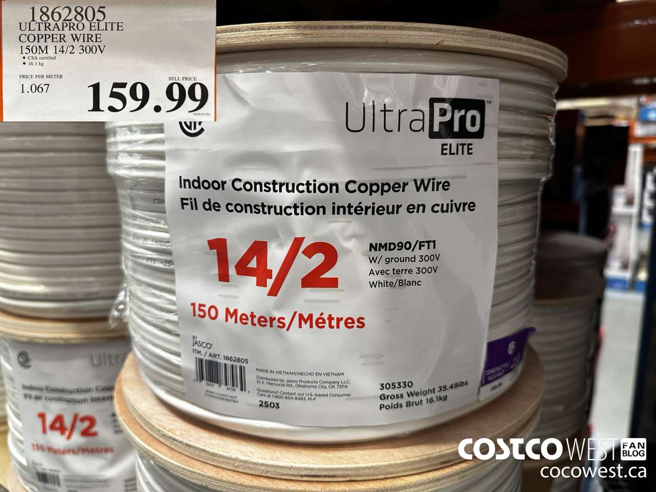 1862805 ULTRAPRO ELITE COPPER WIRE 150M 14/2 300V $159.99