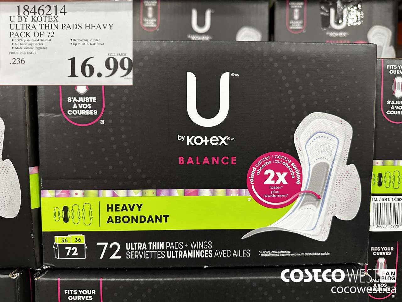 1846214 U BY KOTEX ULTRA THIN PADS HEAVY PACK OF 72 $16.99