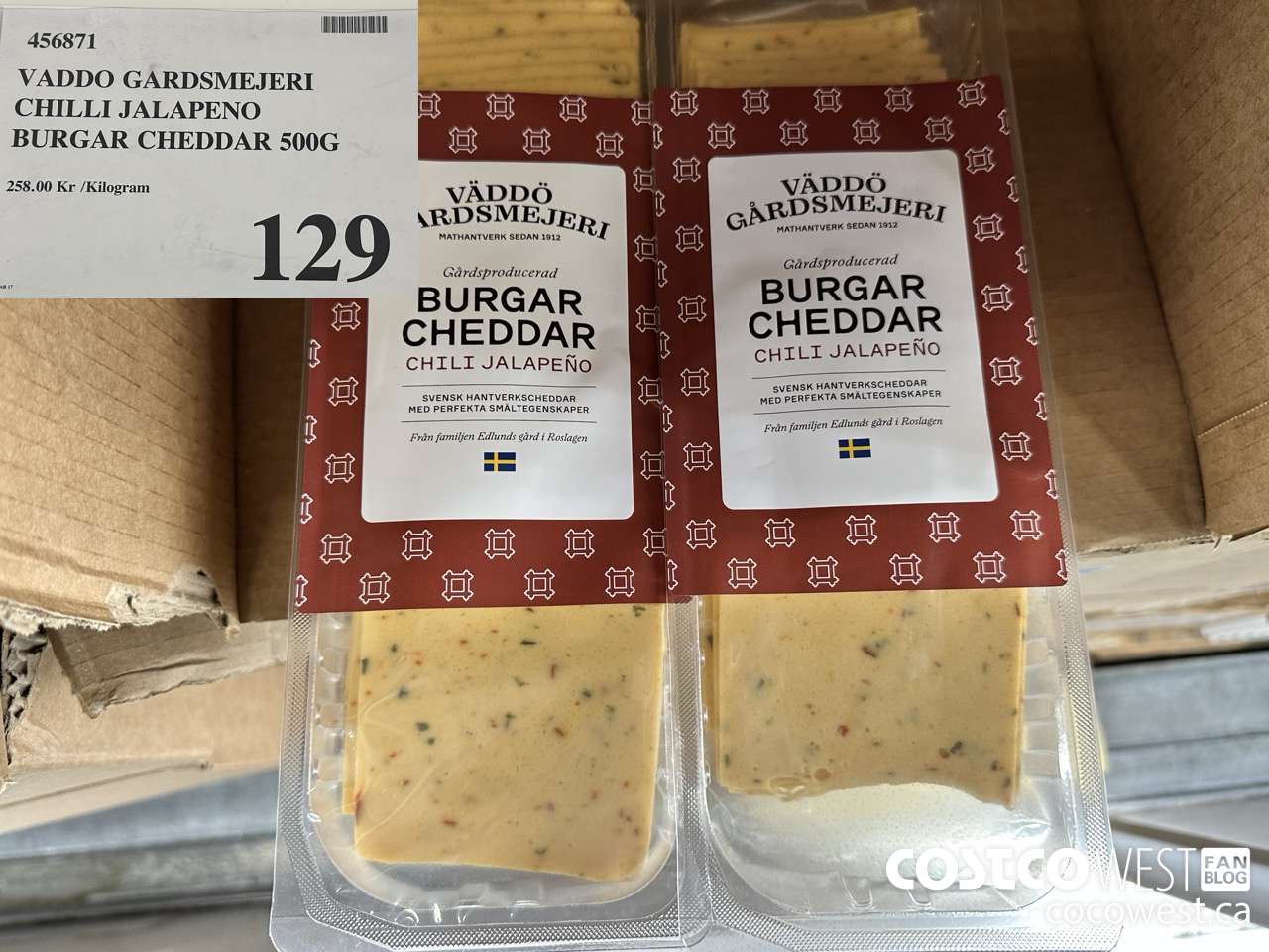 456871 VADDO GARDSMEJERI CHILLI JALAPENO BURGAR CHEDDAR 500G $129.00