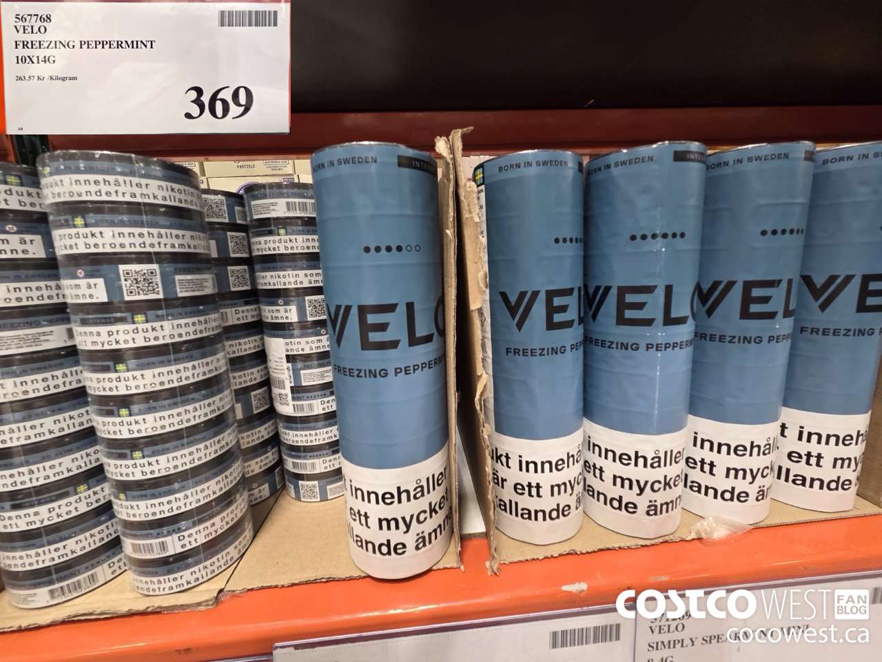 567768 VELO FREEZING PEPPERMINT 10 X 14G $369.00