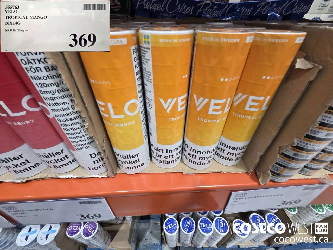 555763 VELO TROPICAL MANGO 10 X 14G $369.00