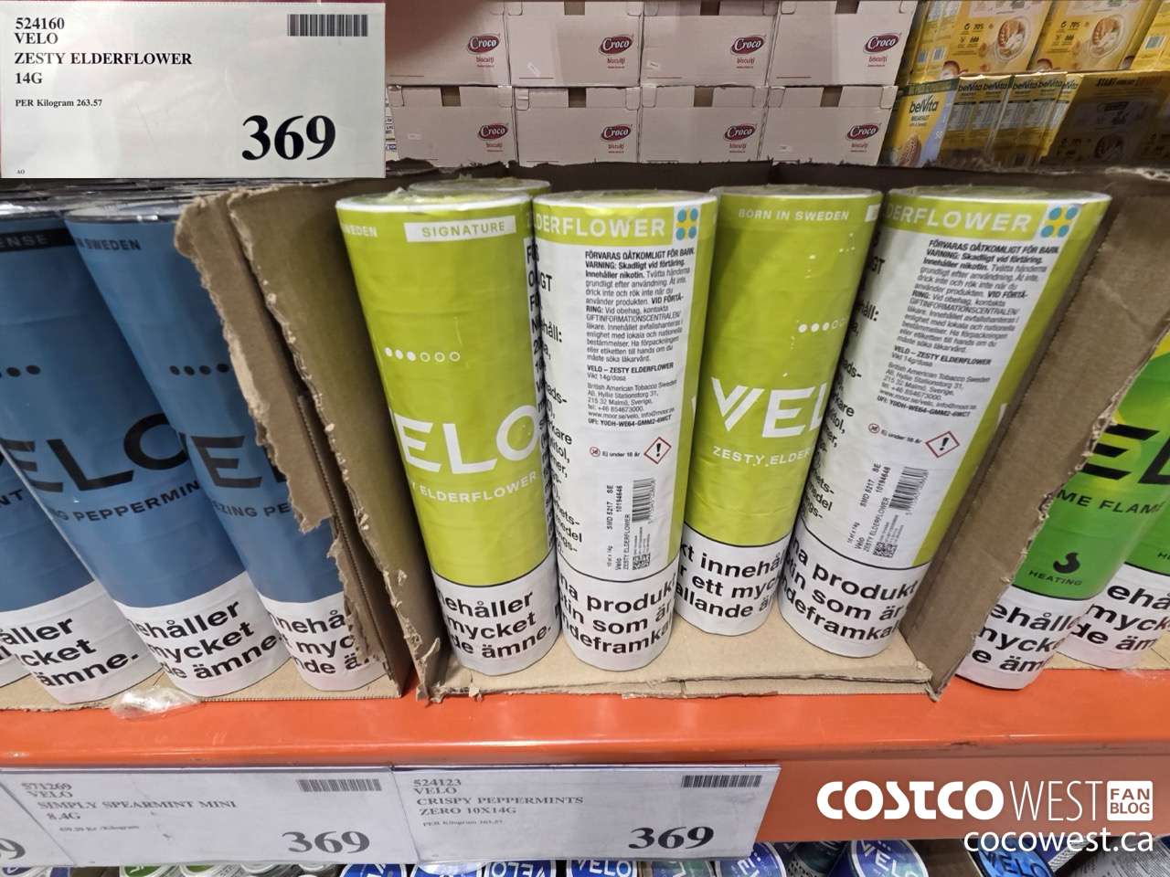 524160 VELO ZESTY ELDERFLOWER 14G $369.00