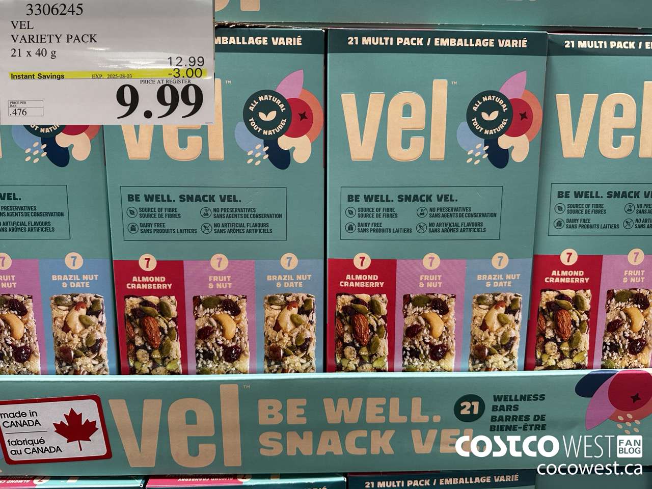 3306245 VEL VARIETY PACK 21 X 40G ($3.00 INSTANT SAVINGS EXPIRES ON 2025-08-03) $9.99
