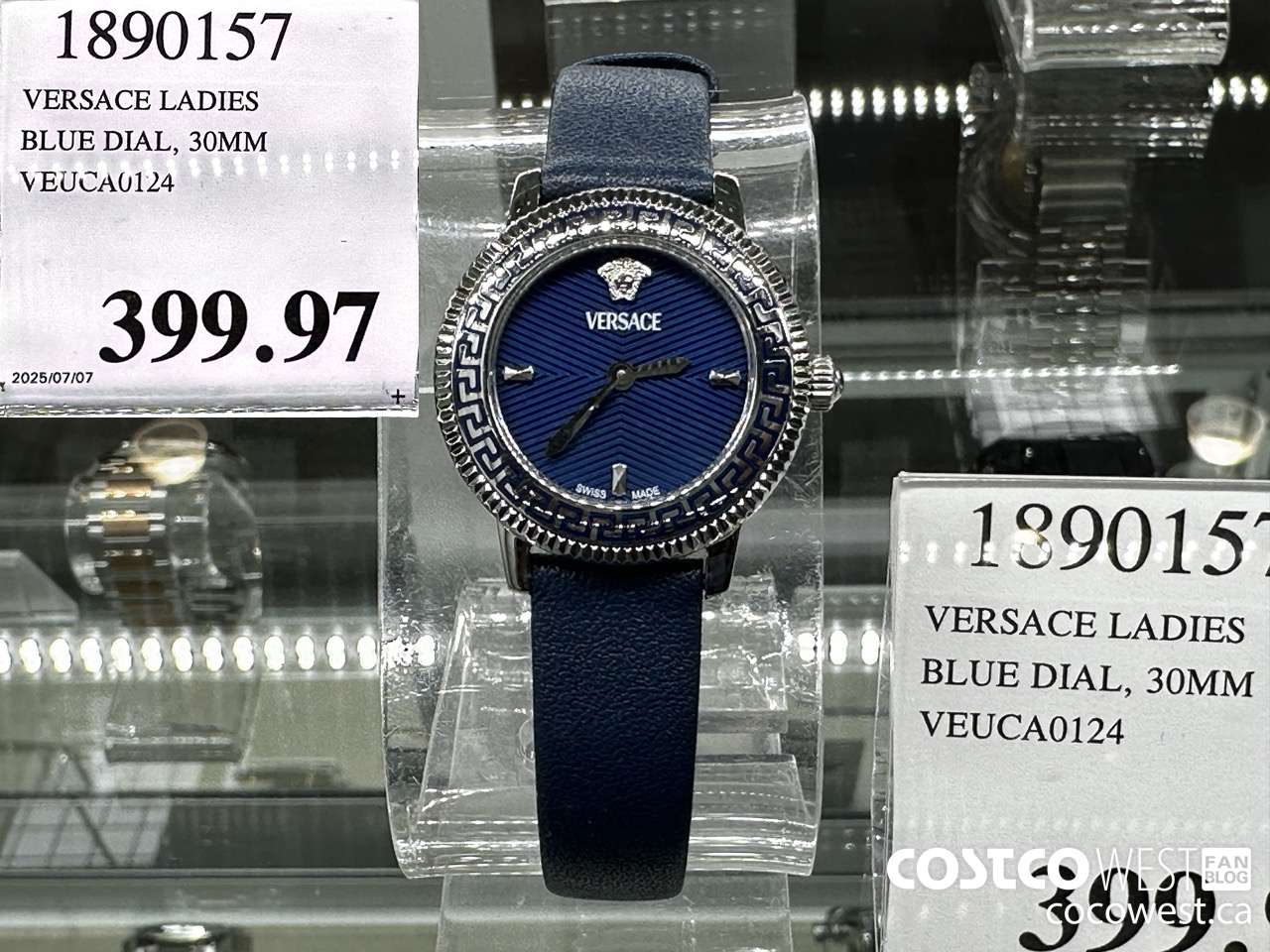 1890157 VERSACE LADIES BLUE DIAL 30MM VEUCA0124 $399.97