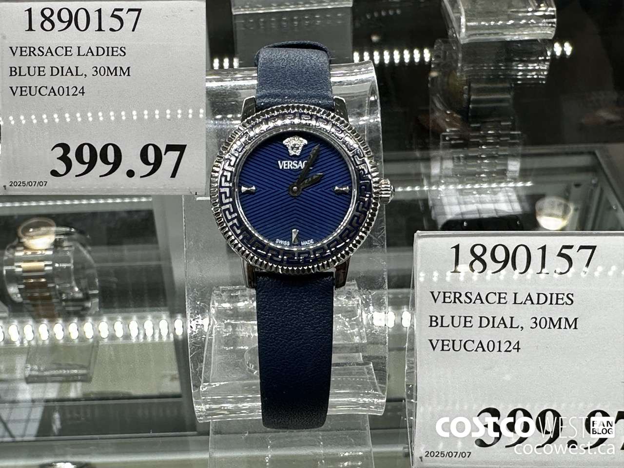 1890157 VERSACE LADIES BLUE DIAL 30MM VEUCA0124 $399.97