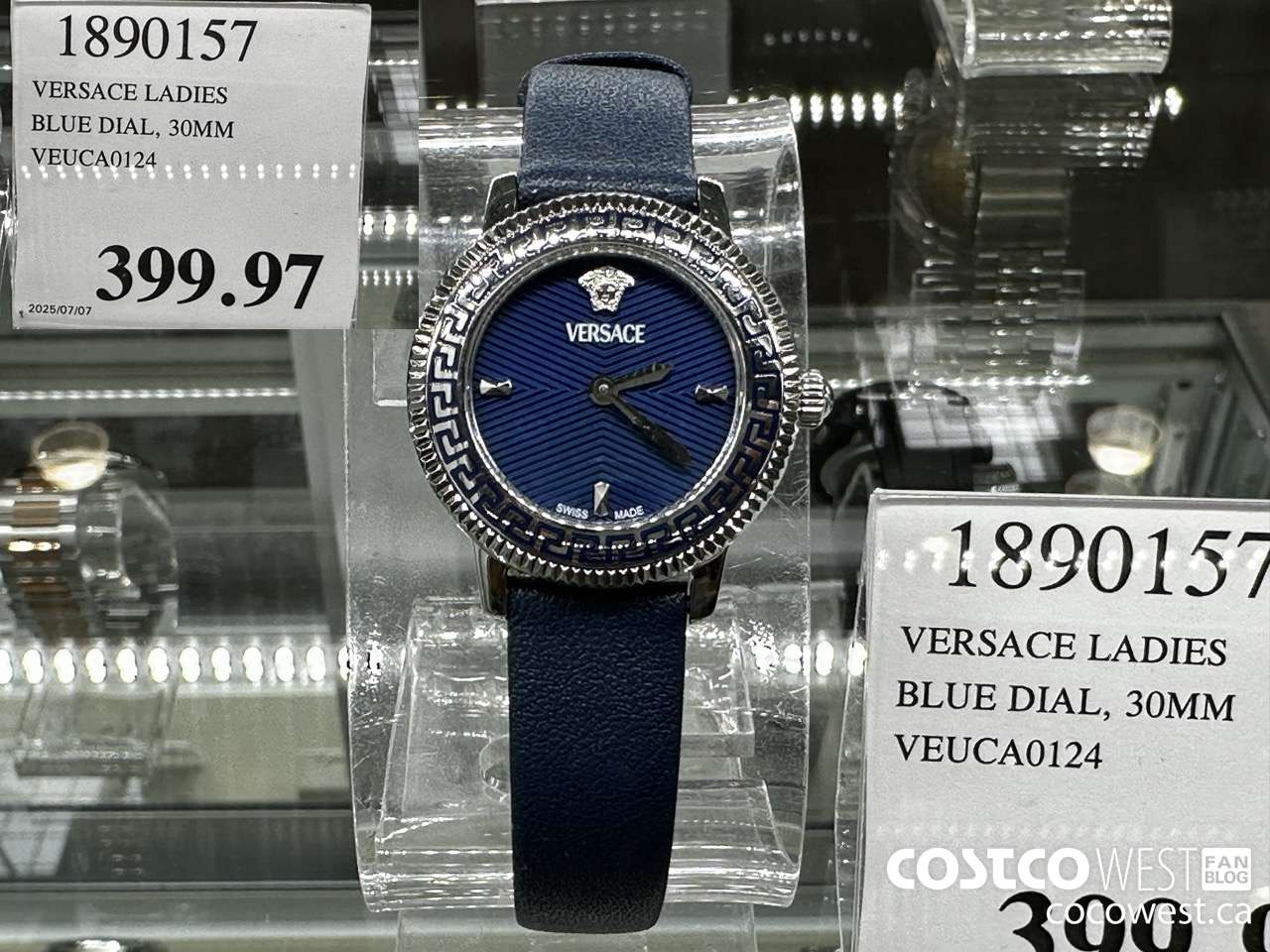 1890157 VERSACE LADIES BLUE DIAL 30MM VEUCA0124 $399.97