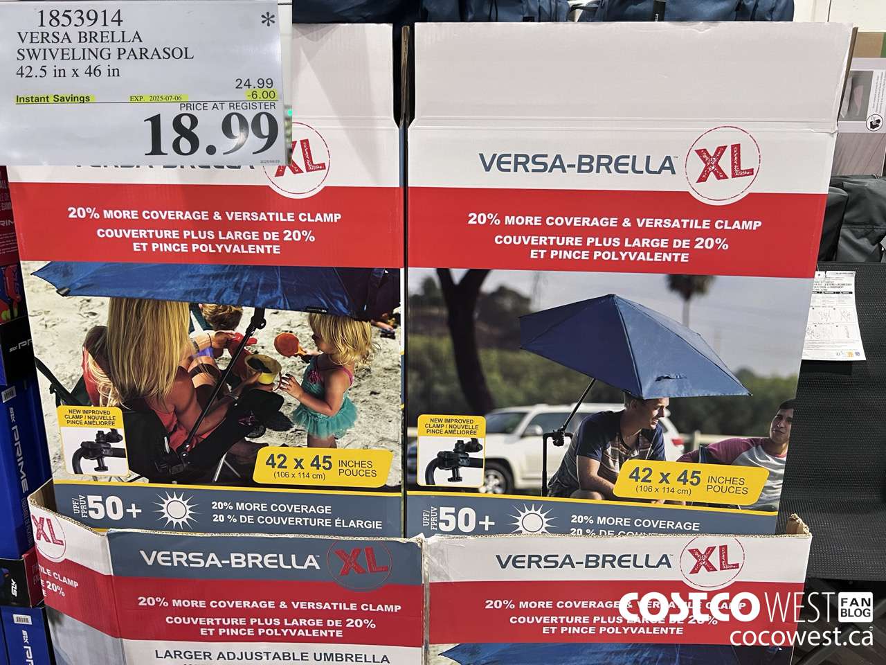 1853914 VERSA BRELLA SWIVELING PARASOL 42.5 IN X 46IN ($6.00 INSTANT SAVINGS EXPIRES ON 2025-07-06) $18.99