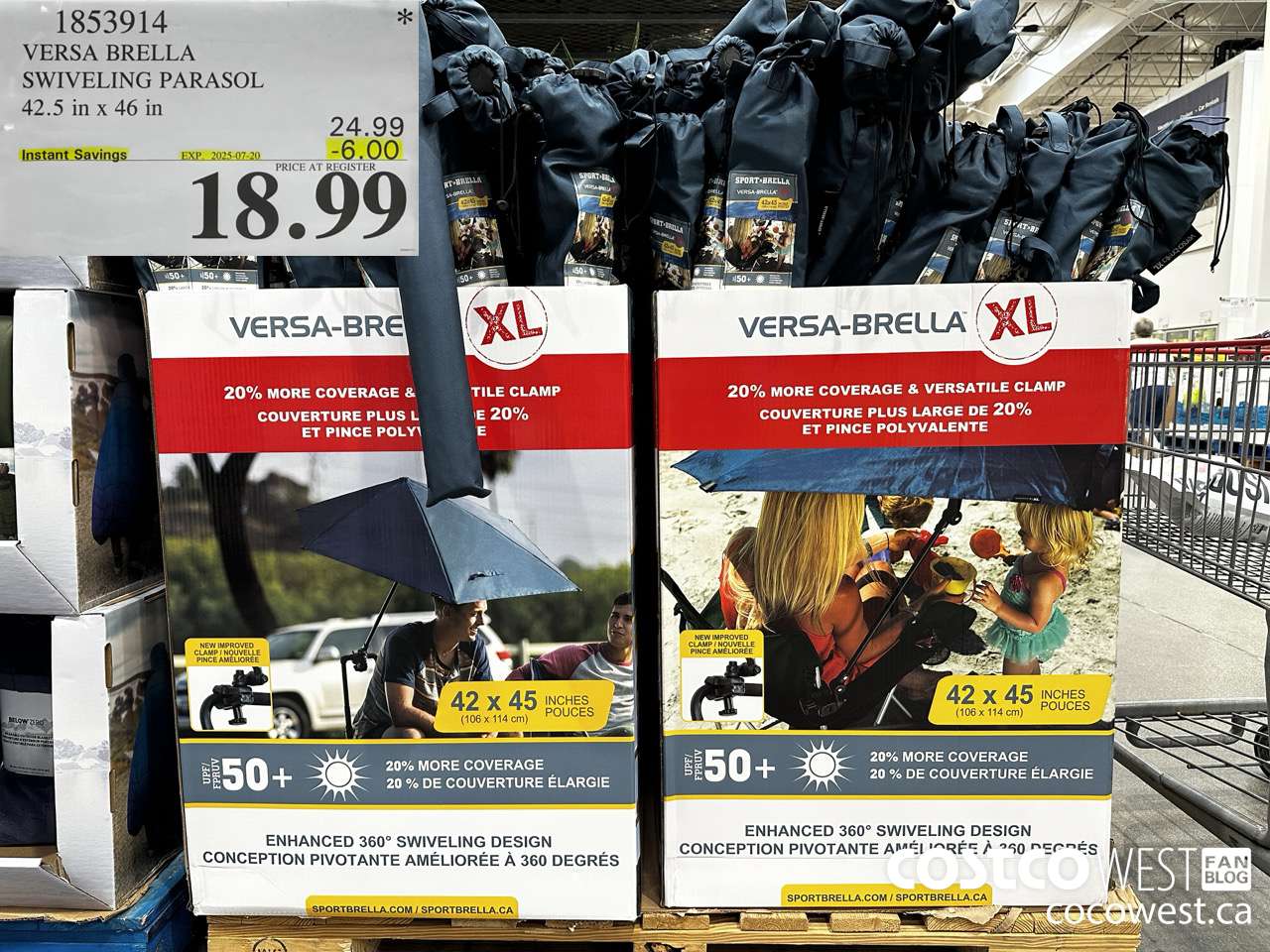 1853914 VERSA BRELLA SWIVELING PARASOL 42.5 IN X 46IN ($6.00 INSTANT SAVINGS EXPIRES ON 2025-07-20) $18.99