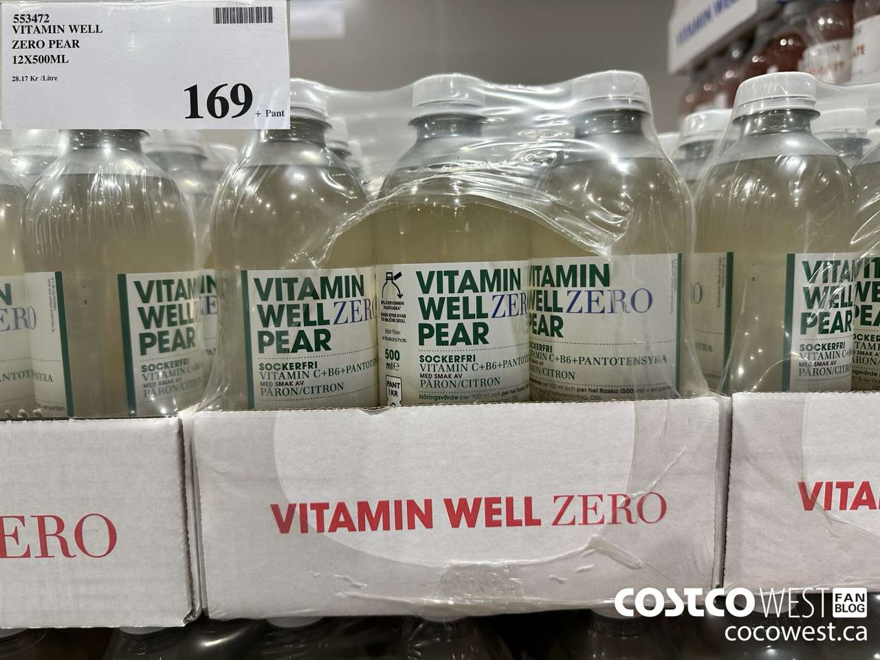 553472 VITAMIN WELL ZERO PEAR 12 X 500ML $169.00