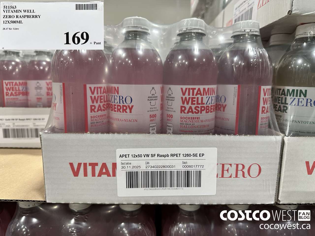 511563 VITAMIN WELL ZERO RASPBERRY 12 X 500ML $169.00