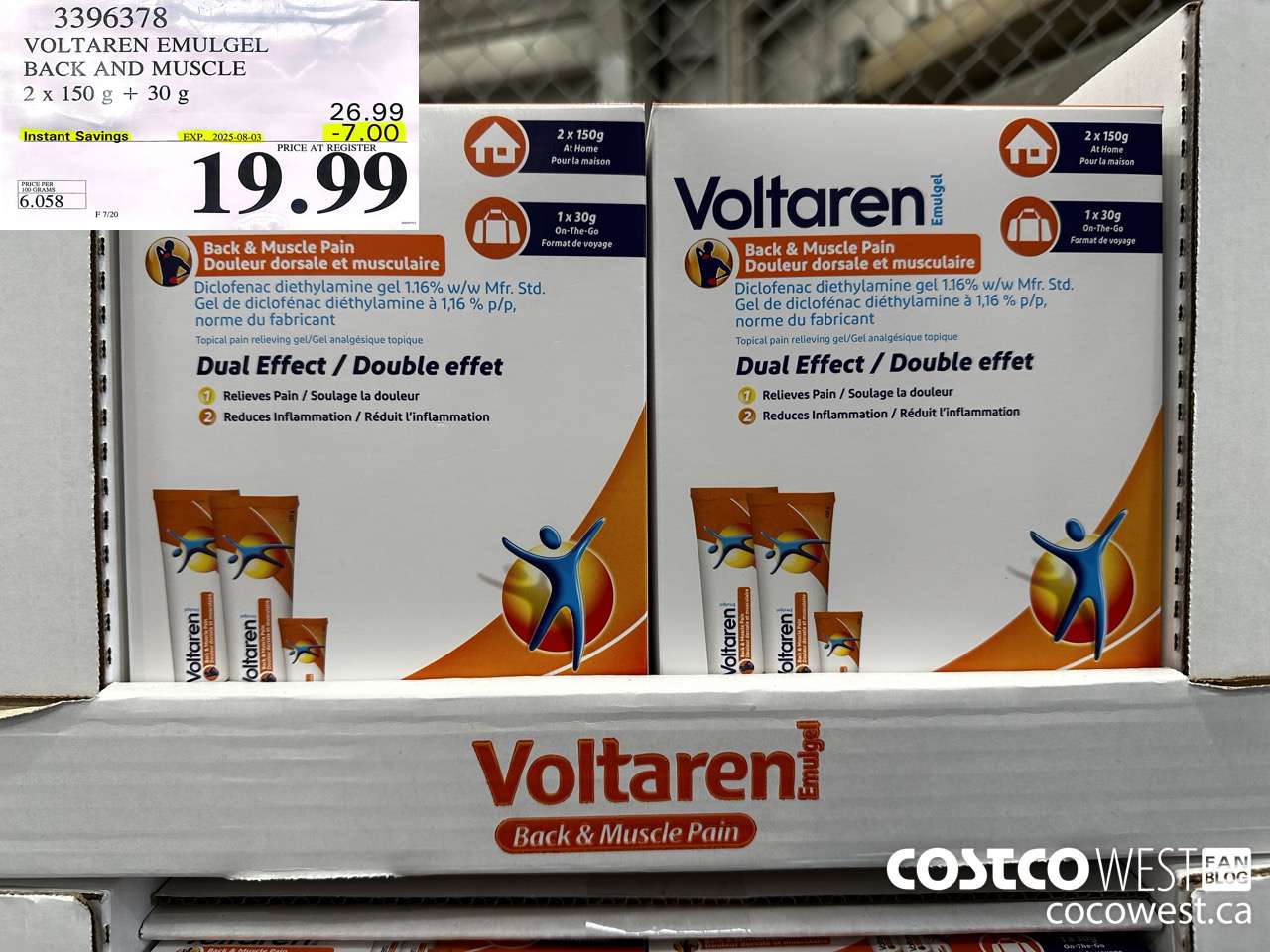 3396378 VOLTAREN EMULGEL BACK AND MUSCLE PAIN 2 X 150g + 30g ($7.00 INSTANT SAVINGS EXPIRES ON 2025-08-03) $19.99