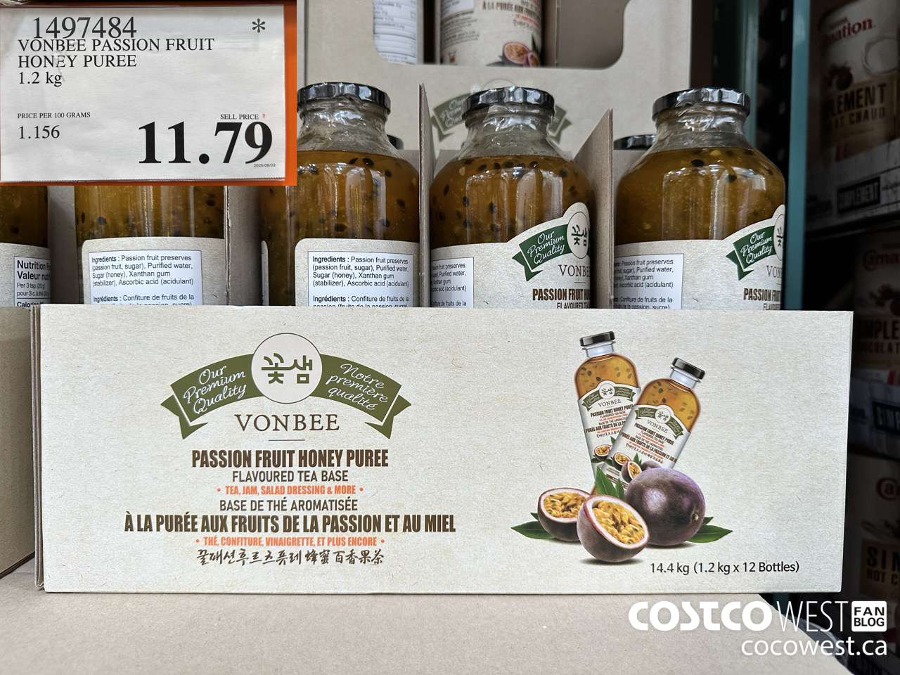 1497484 VONBEE PASSION FRUIT HONEY PUREE 1.2kg  $11.79