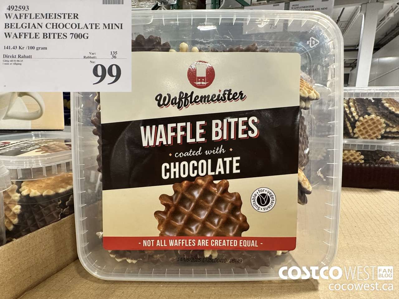 492593 WAFFLEMEISTER BELGIAN CHOCOLATE MINI WAFFLE BITES 700G ($36.00 INSTANT SAVINGS EXPIRES ON 2025-06-01) $99.00