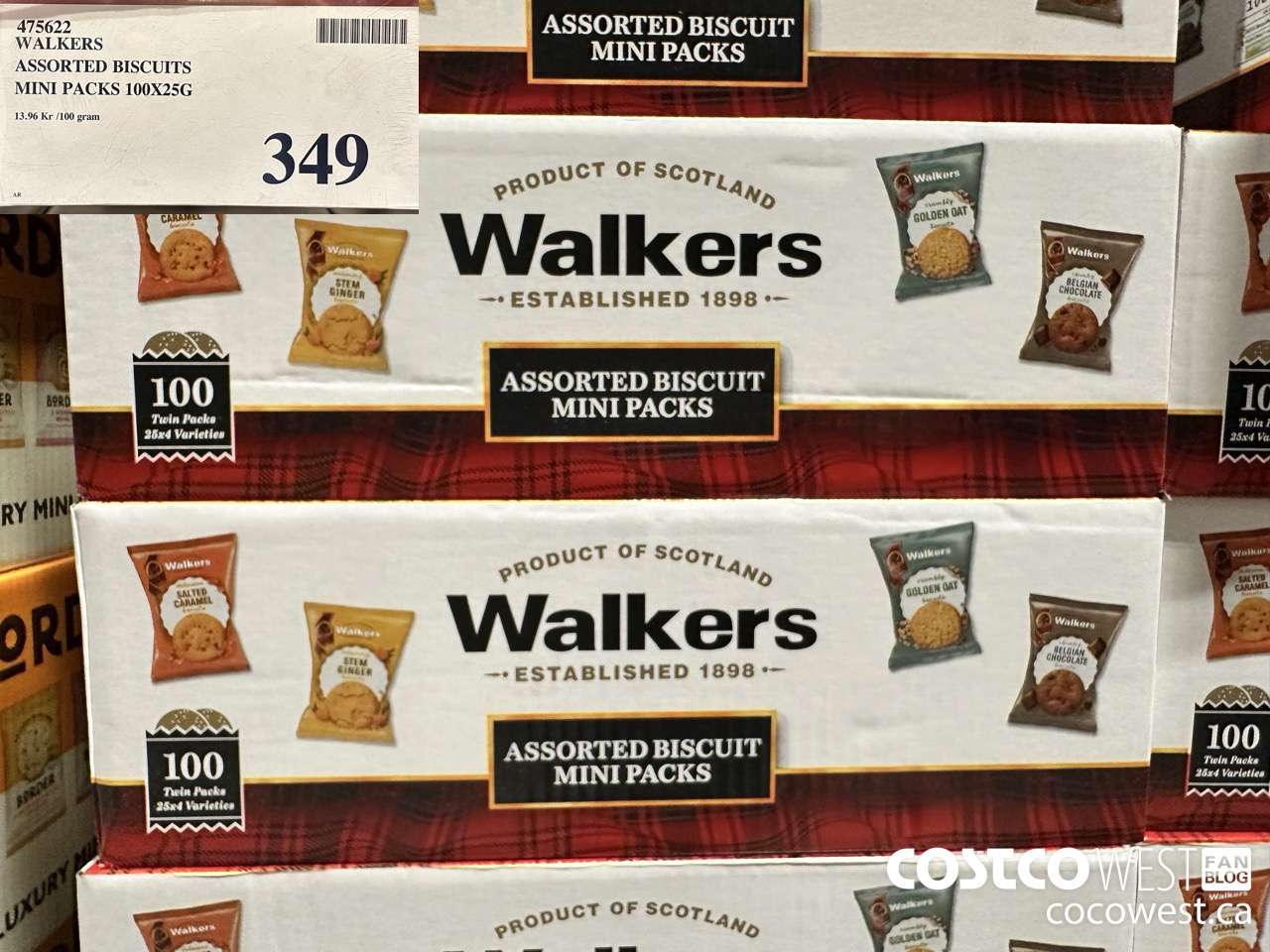 475622 WALKERS ASSORTED BISCUITS MINI PACKS 100 X 25G $349.00