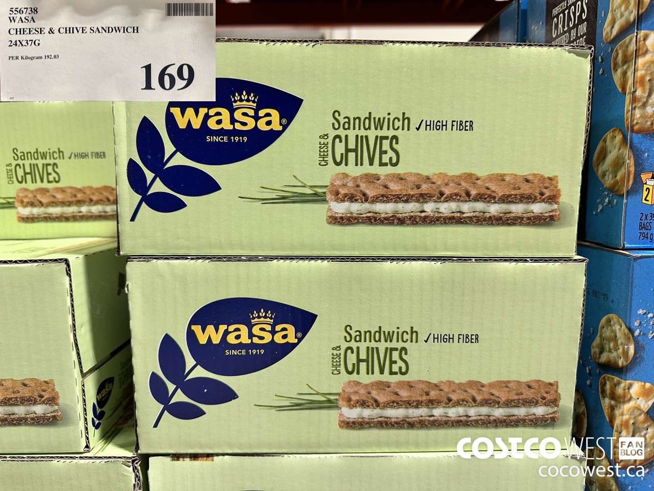 556738 WASA CHEESE & CHIVE SANDWICH 24 X 37G $169.00