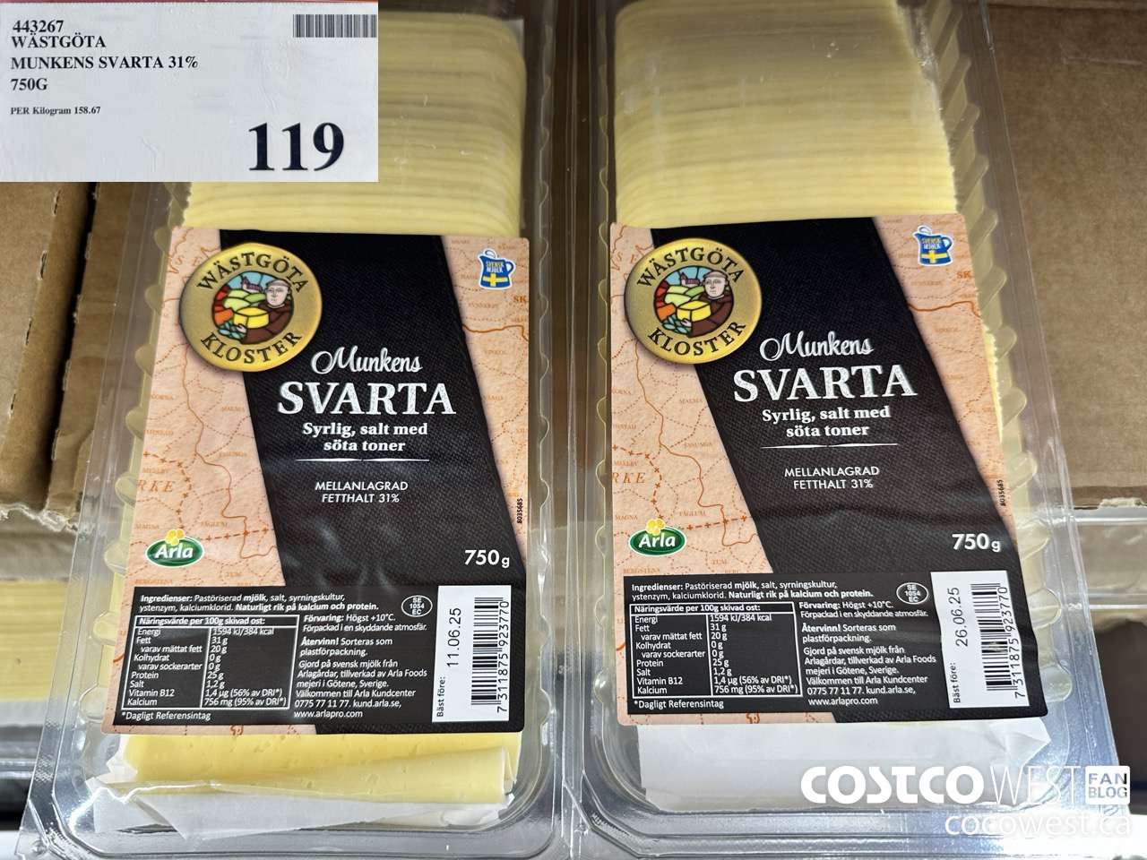 443267 WASTGOTA MUNKENS SVARTA 31% 750G $119.00