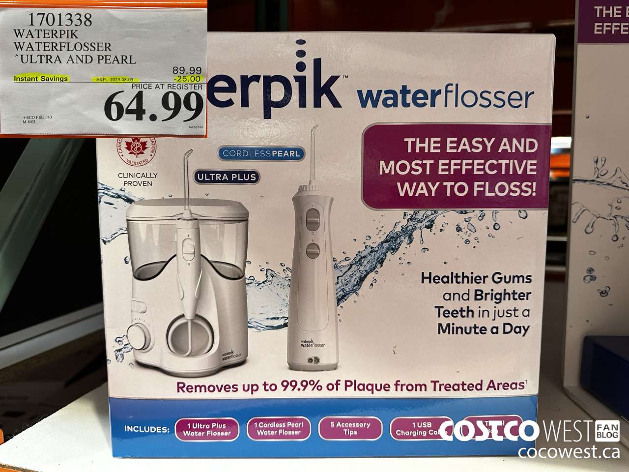 1701338 WATERPIK WATERFLOSSER ULTRA AND PEARL ($25.00 INSTANT SAVINGS EXPIRES ON 2025-08-03) $64.99