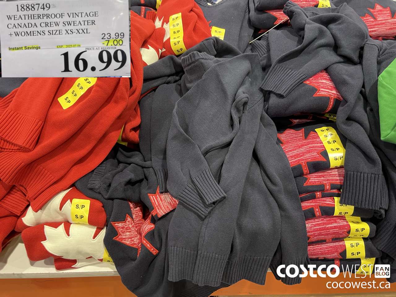 1888749 WEATHERPROOF VINTAGE CANADA CREW SWEATER WOMENS SIZES XS-XXL ($7.00 INSTANT SAVINGS EXPIRES ON 2025-07-06) $16.99