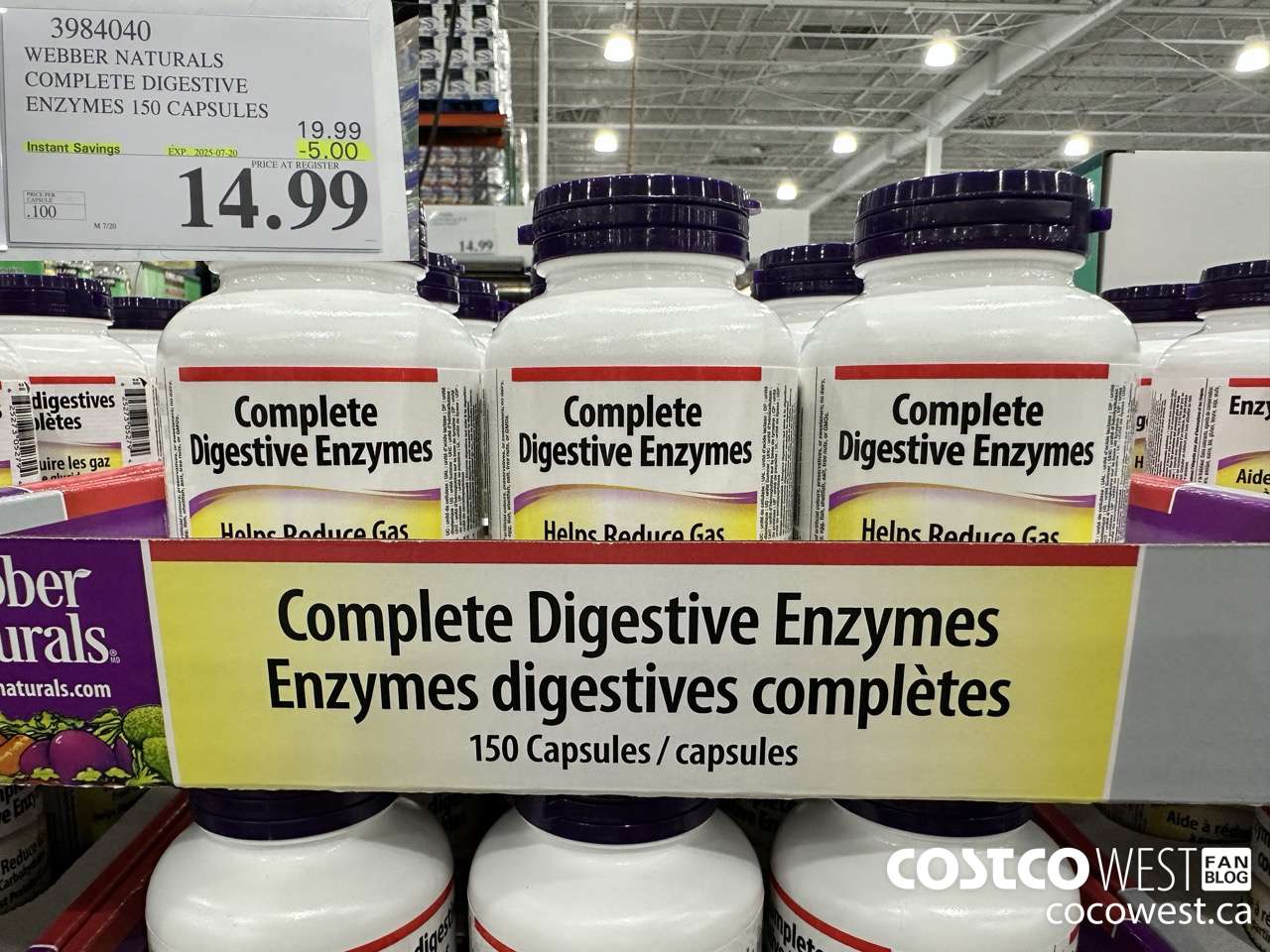 3984040 WEBBER NATURALS COMPLETE DIGESTIVE ENZYMES 150 CAPSULES ($5.00 INSTANT SAVINGS EXPIRES ON 2025-07-20) $14.99