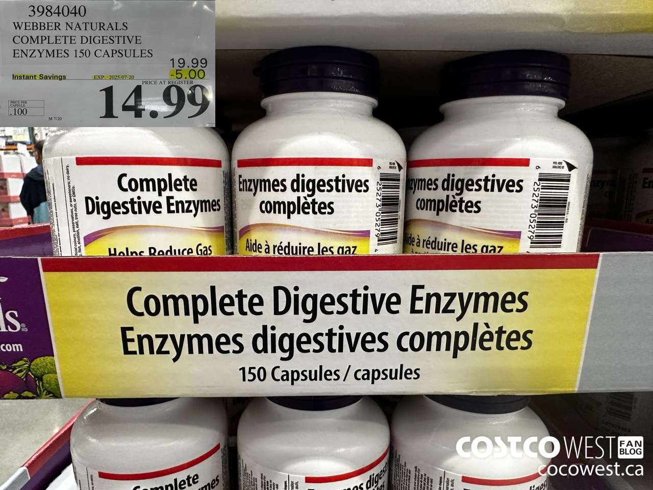 3984040 WEBBER NATURALS COMPLETE DIGESTIVE ENZYMES 150 CAPSULES ($5.00 INSTANT SAVINGS EXPIRES ON 2025-07-20) $14.99