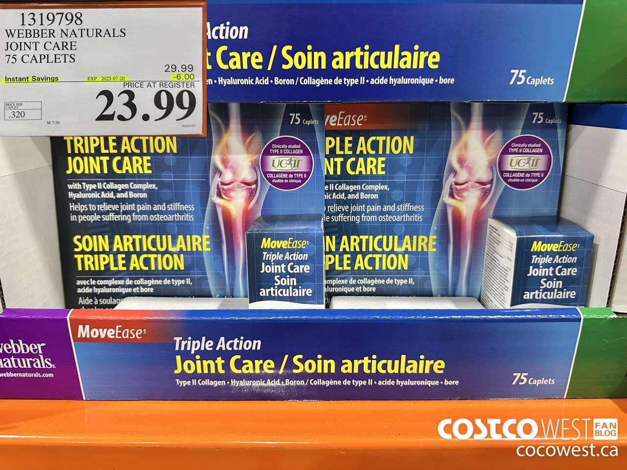 1319798 WEBBER NATURALS MOVEEASE TRIPLE ACTION JOINT 75 CAPLETS ($6.00 INSTANT SAVINGS EXPIRES ON 2025-07-20) $23.99