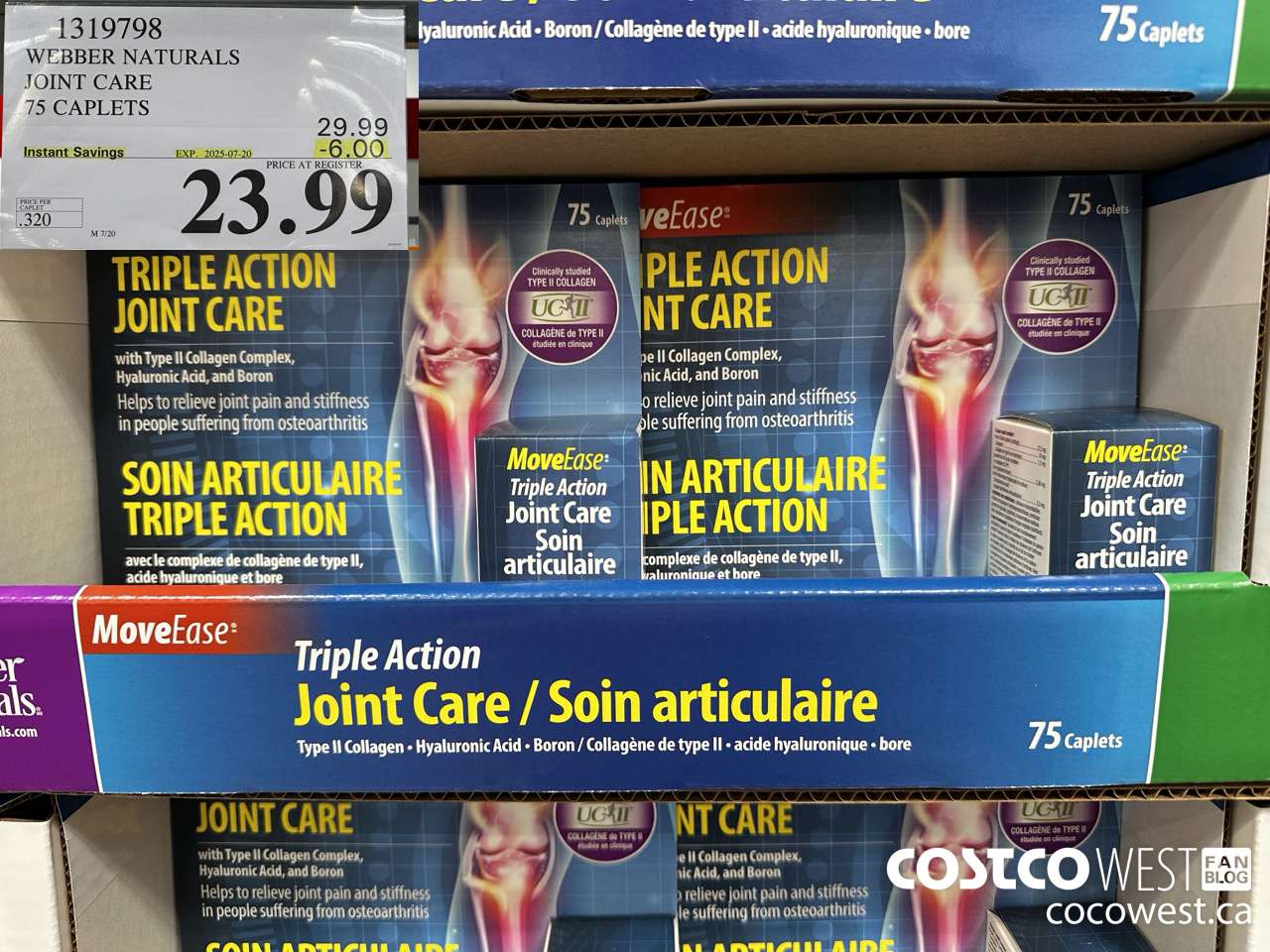 1319798 WEBBER NATURALS MOVEEASE TRIPLE ACTION JOINT 75 CAPLETS ($6.00 INSTANT SAVINGS EXPIRES ON 2025-07-20) $23.99