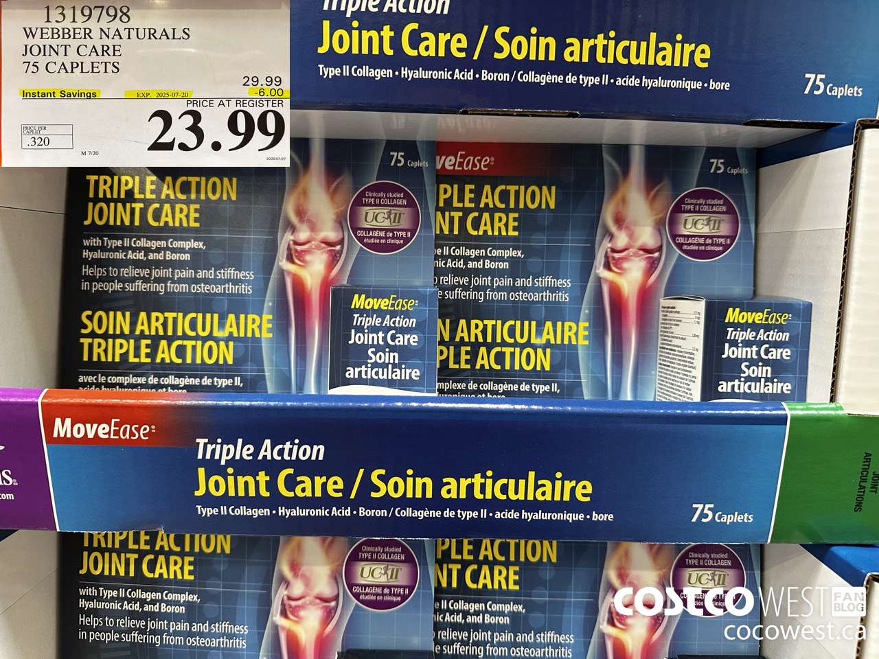 1319798 WEBBER NATURALS MOVEEASE TRIPLE ACTION JOINT 75 CAPLETS ($6.00 INSTANT SAVINGS EXPIRES ON 2025-07-20) $23.99